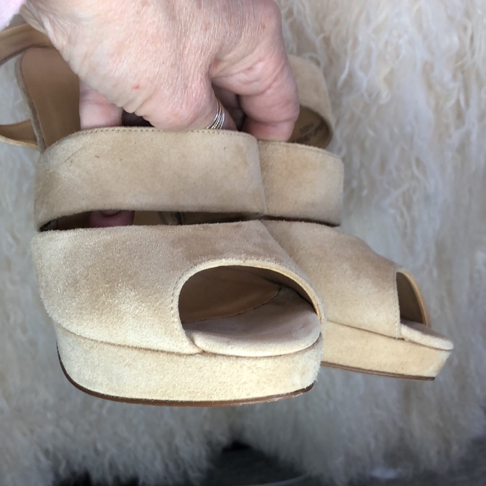 NEW J.Crew Suede Platform high heels NWOT never worn made in Italy Leather - Picture 10 of 14